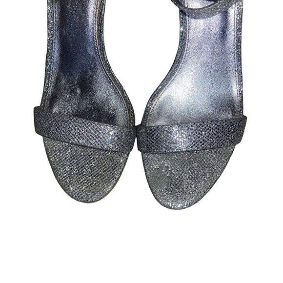 MICHAEL KORS AVA Mid Heel Strappy Sandal SILVER Glitter Evening Size 7.5 - Picture 8 of 16
